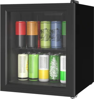46l mini drankenkoelkast zwart glazen deur