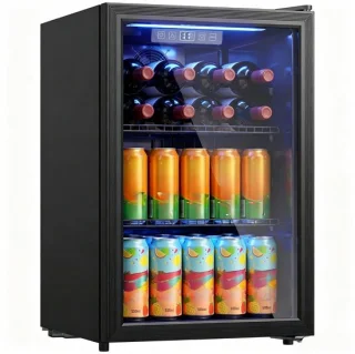 70l drankenkoelkast zwart dubbele glazen deur