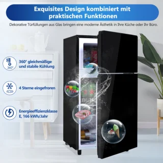 72L mini-koelkast zwart met glazen deur