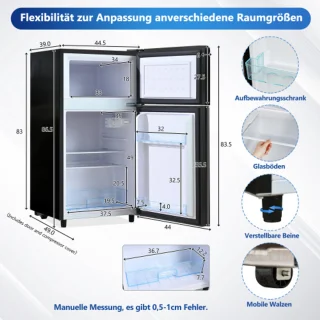 72L mini-koelkast zwart met glazen deur
