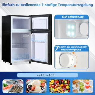72L mini-koelkast zwart met glazen deur