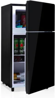 72L mini-koelkast zwart met glazen deur