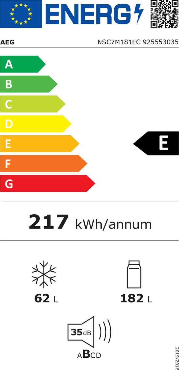 Wat vinden we goed aan de AEG NSC7M181EC inbouw koelvriescombinatie 178 cm