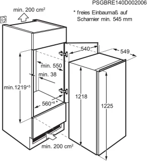 AEG NSK5O121ES Inbouwkoelkast 208L Wit