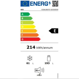 AEG SCB618E6TS Koel-vriescombinatie Inbouw 254L Wit