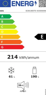 AEG SCE618E5TS Inbouw Koelvriescombinatie 251L Wit