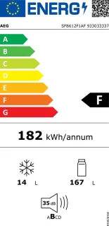 AEG SFB612F1AF Inbouw Combi-Koelkast 181L Wit