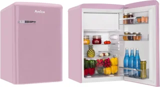 Amica AR1112P Retro Tafelmodel Koelkast Magenta Roos