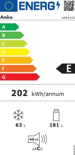 Amica AR8242C Retro Koel-Vriescombinatie Crèmekleur E-label