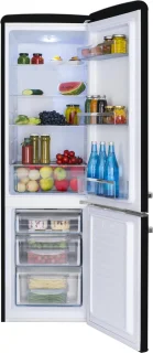 Amica AR8242N Retro Koel-Vriescombinatie Zwart Hoogglans