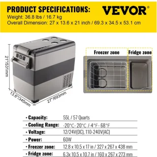 Auto Koelkast Compressor 55L 220V 45W Mini Koelkast
