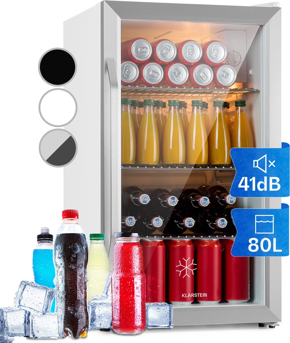 De Beersafe XXL Crystal White koelkast 80L roestvrij staal in één oogopslag