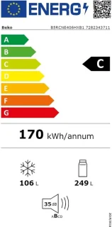 Beko B5RCNE406HXB Koelkast Vrijstaand 355L Zilver