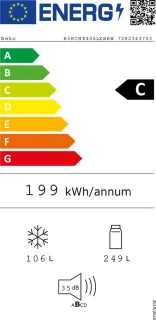 Beko B5RCNE406LXBRW koel-vriescombinatie 355L zwart