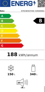 Beko B7RCNE567HXB Koelvriescombinatie 490L