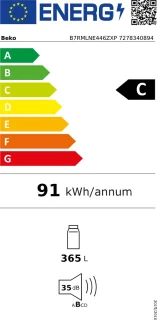 Beko B7RMLNE446ZXP 1-deurs koelkast zilver