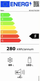 Beko BCHA275K3SN Inbouw Koel-vriescombinatie Sleepdeur