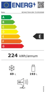 Beko BCHA275K41SN Inbouw Koelvriescombinatie