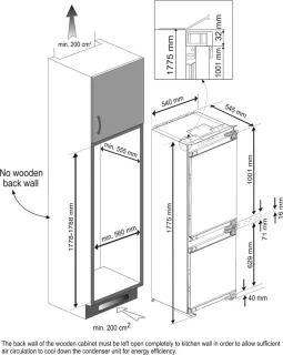 Beko BCNA275E4FN Koel-vriescombinatie Inbouw 254L Wit