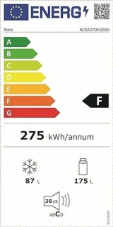 Beko RCSA270K30SN Koel-vriescombinatie Roestvrijstaal