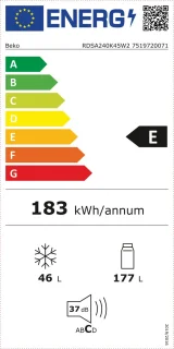 Beko RDSA240K45W2 Vrijstaande koelkast