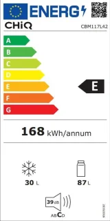 CHiQ CBM117L42 Koel-vriescombinatie Zwart 117L