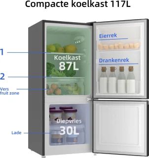 CHiQ CBM117L42 Koel-vriescombinatie Zwart 117L