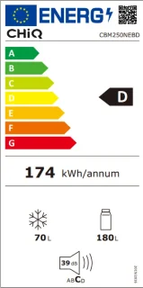 CHiQ CBM250NEBD Koel-Vriescombinatie 250L