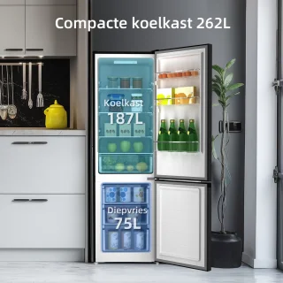 CHiQ CBM260LC Koel-vriescombinatie Donker RVS 262L