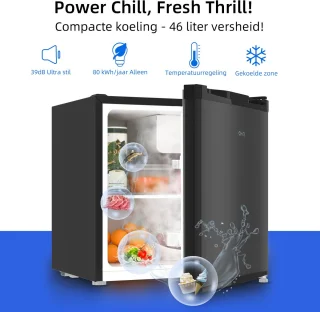 CHiQ CSD46D4D Mini koelkast zwart 46L