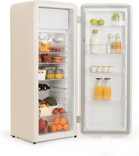 CREATE RETRO FRIDGE Koelkast met vriezer 281L Rose Gold Handvat Gebroken wit