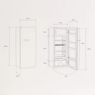 CREATE RETRO FRIDGE Koelkast met vriezer 281L Zwart