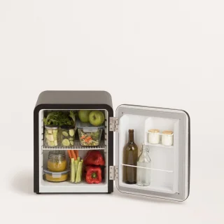 CREATE Retro Fridge tafelmodel koelkast 48L zwart marmer handvat