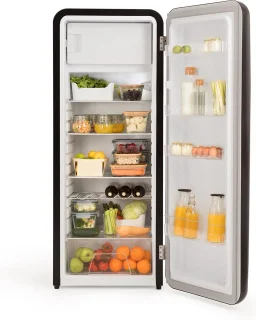 CREATE Retro Fridge Zwart Silver Koelkast met Vriezer 281L