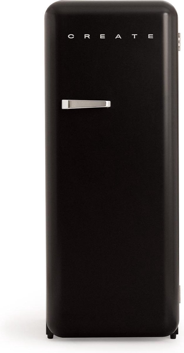 De CREATE Retro Fridge Zwart Silver Koelkast met Vriezer 281L in één oogopslag