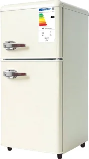 Crème mini koelkast 60 liter dubbeldeurs