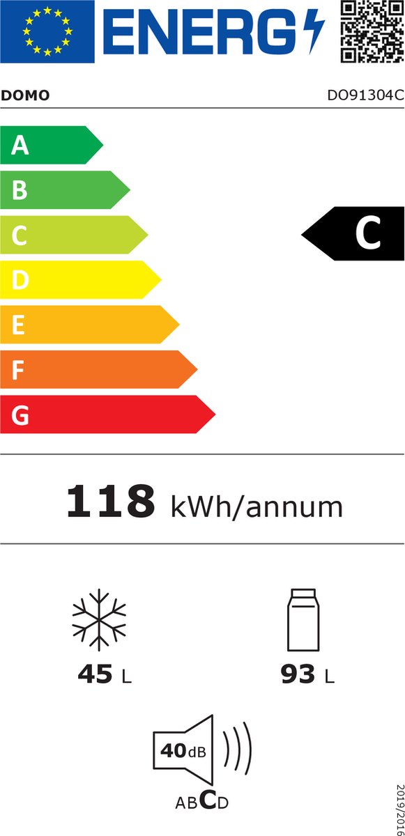 DOMO DO91304C Koelvriescombinatie 138L Wit