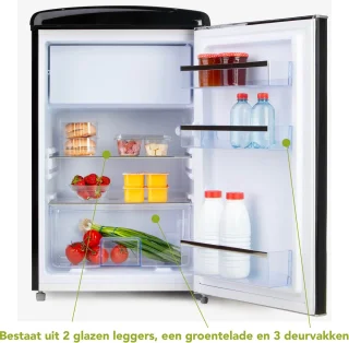 DOMO DO91702R Retro Koelkast 108L Zwart