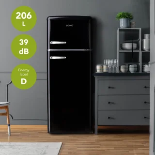 Domo DO91704R Retro Koelvriescombinatie 206L Zwart