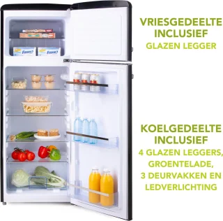 Domo DO91704R Retro Koelvriescombinatie 206L Zwart