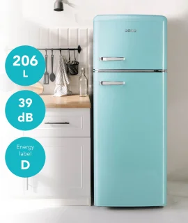 DOMO DO91705R Retro Koelvriescombinatie 206L Blauw