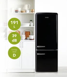 DOMO DO91706R Retro Koelvriescombinatie 191L Zwart