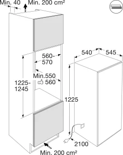 ETNA KVS5122 Inbouw Sleepdeur Koelkast met Vriesvak 122cm