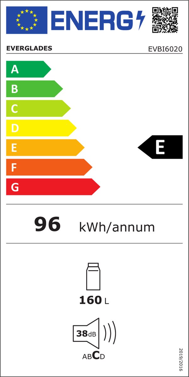 Wat vinden we goed aan de Everglades EVBI6020 Inbouw Koelkast 160L E-Klasse 102cm Sleep Deur