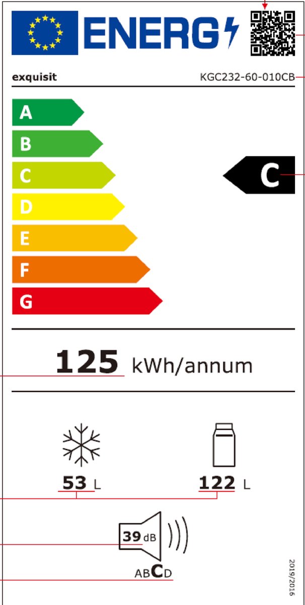 Exquisit KGC232-60-010CB Koelvriescombinatie Zwart