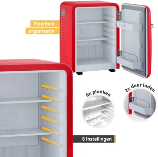 First Austria Mini koelkast 40L rood retro