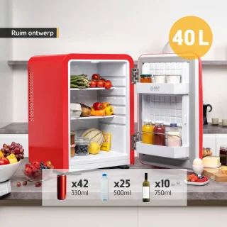 First Austria Mini koelkast 40L rood retro