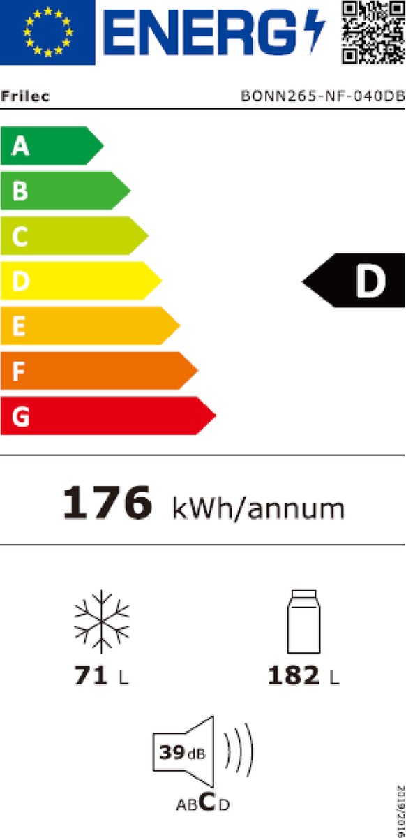 Wat vinden we goed aan de Frilec BONN265-NF-040-DBL koel-vriescombinatie zwart 253L