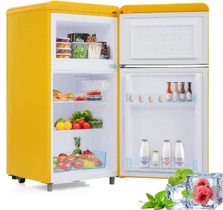 Gutent Retro Koelkast Geel 72L met Vriezer