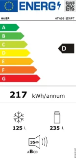 Haier HTW5618DNPT - Koel-vriescombinatie
